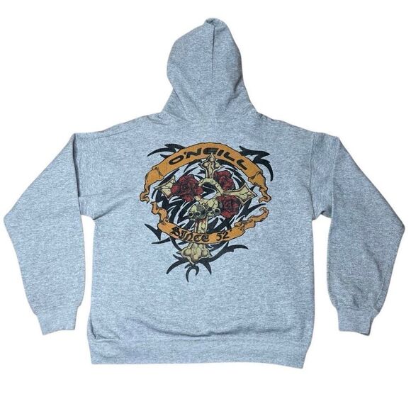 Rare Vintage VTG 90s Y2K O’Neil Bootleg Skull Bones Hoodie XL - Picture 1 of 6